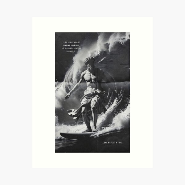 Aperçu de l'œuvre Surf Wisdom - T-shirt de surf | Art du surf | Vêtements de surf vintage créée et vendue par Printicato.