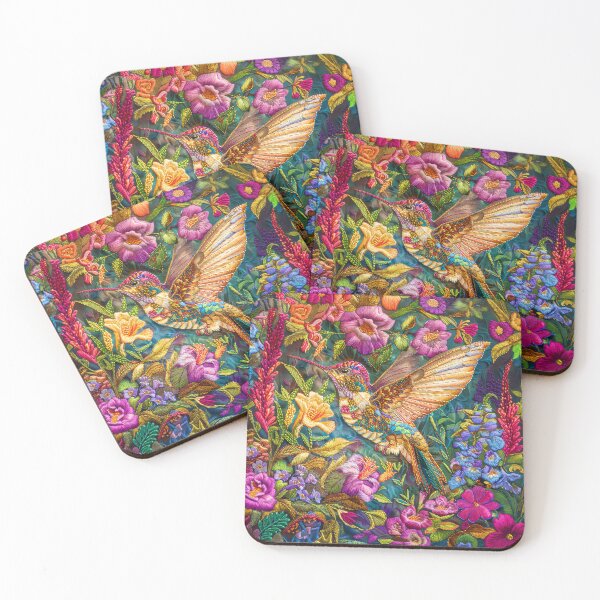 Item preview, Graceful Hummingbird in Enchanted Garden Embroidery Art Style designed and sold by MargaretWiktor.
