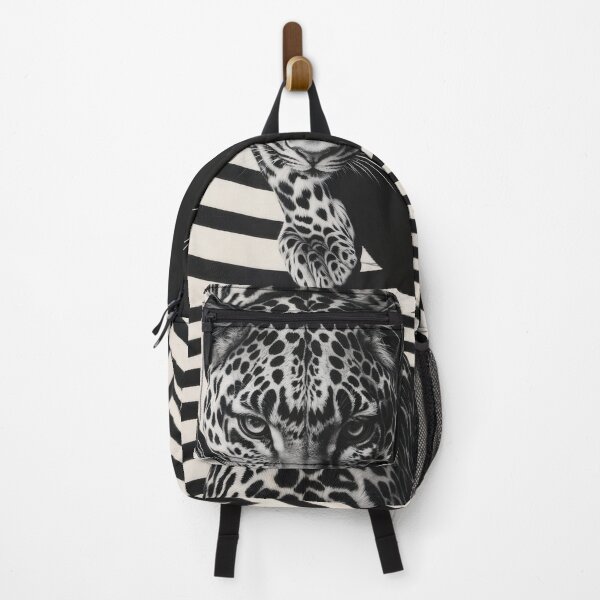 Item preview, Stylized black and white leopard walking on intricate spiral pattern designed and sold by olenapetol.