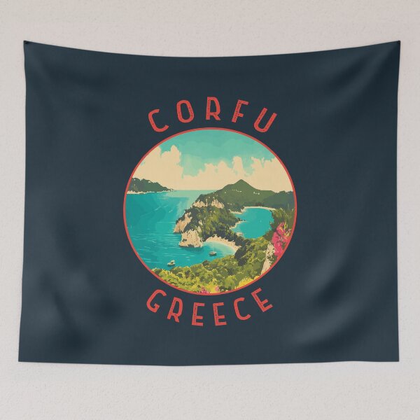 Item preview, Corfu Greece Retro Distressed Circle designed and sold by KrisSidDesigns.