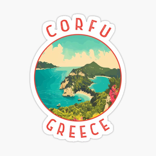 Item preview, Corfu Greece Retro Distressed Circle designed and sold by KrisSidDesigns.