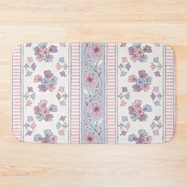 Item preview, Herbal Block Print Stripe - Blush Pink and Sky Blue  designed and sold by Markéta Stengl.