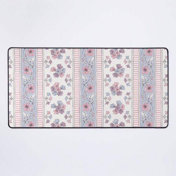 Item preview, Herbal Block Print Stripe - Blush Pink and Sky Blue  designed and sold by Markéta Stengl.