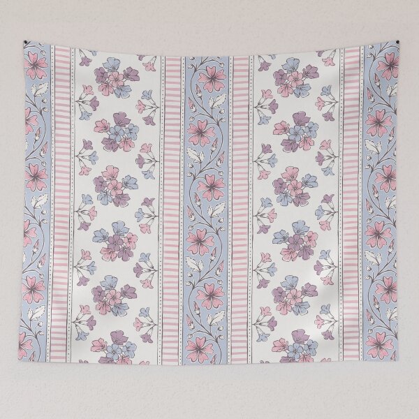 Item preview, Herbal Block Print Stripe - Blush Pink and Sky Blue  designed and sold by Markéta Stengl.