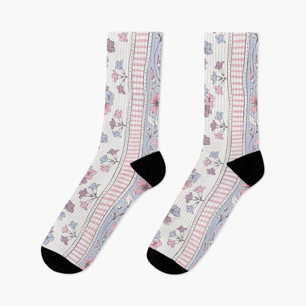 Item preview, Herbal Block Print Stripe - Blush Pink and Sky Blue  designed and sold by Markéta Stengl.
