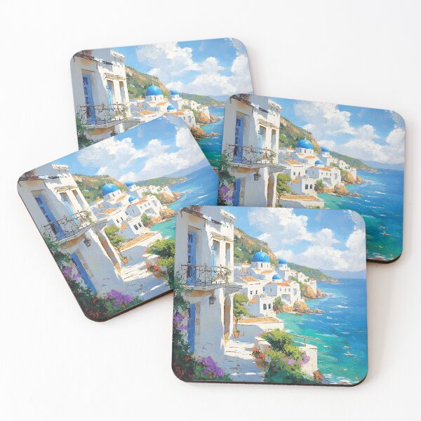 Item preview, Santorini Seaside Bliss | Textured Impasto Mediterranean Art designed and sold by SeGoArtDesign.