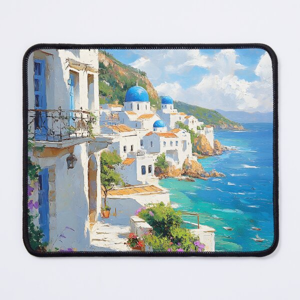 Item preview, Santorini Seaside Bliss | Textured Impasto Mediterranean Art designed and sold by SeGoArtDesign.