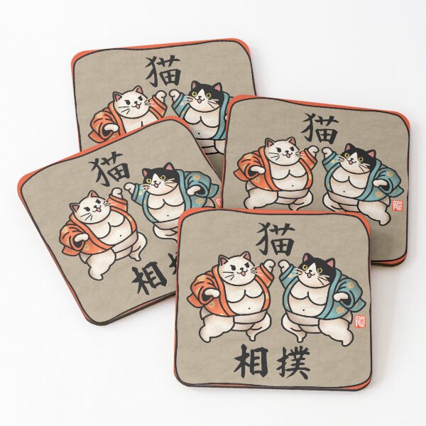 Item preview, Japanese Kawaii Chubby Sumo Cats designed and sold by lalunadraw1.