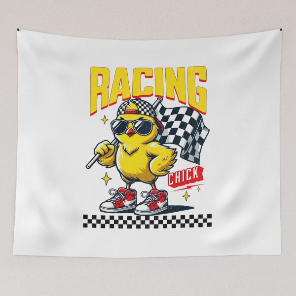 Item preview, Racing Chick Funny Checkered Flag Racing Flag Cute Cool Chick designed and sold by CarantinedChaos.
