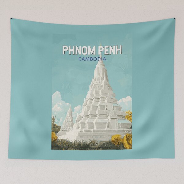 Item preview, Phnom Penh Cambodia Illustration Travel Art Vintage designed and sold by KrisSidDesigns.