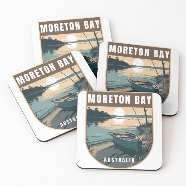 Item preview, Moreton Bay in Queensland Australia Retro Travel Art Badge designed and sold by MaateoDesign.