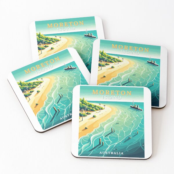 Item preview, Moreton Island in Queensland Australia Retro Travel Art Landscape designed and sold by MaateoDesign.