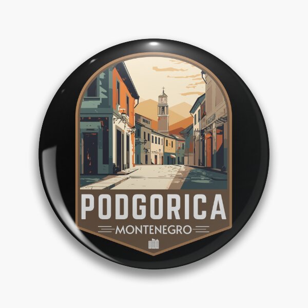 Item preview, Podgorica in Montenegro Retro Travel Art Badge designed and sold by MaateoDesign.
