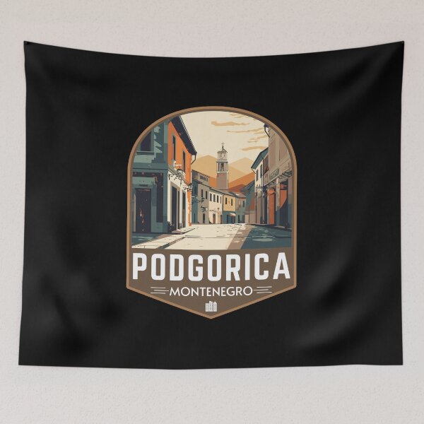 Item preview, Podgorica in Montenegro Retro Travel Art Badge designed and sold by MaateoDesign.