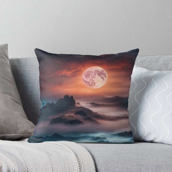 Item preview, Beautiful sunset landscape with high mountain peaks and sun . Dark mode colors.  designed and sold by digoarpi.