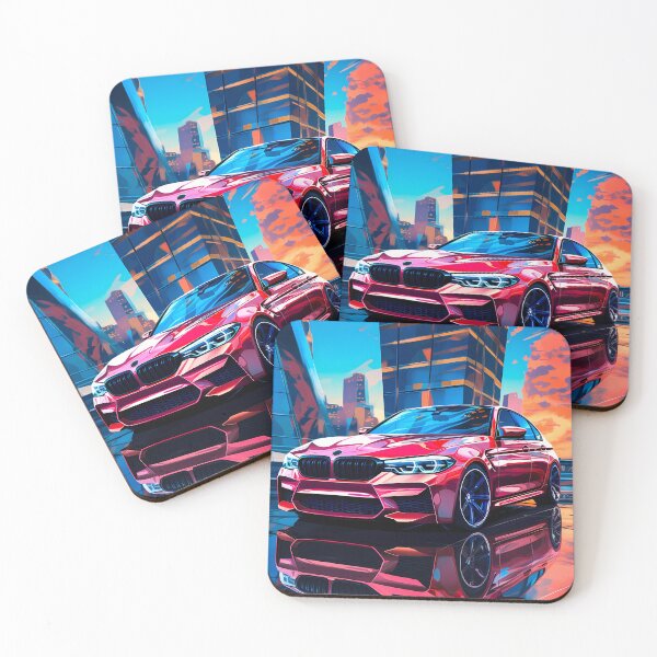 Item preview, Dynamic Sports Sedan Illuminated By Fiery Sunset & Glass Towers designed and sold by RevUpDesign.