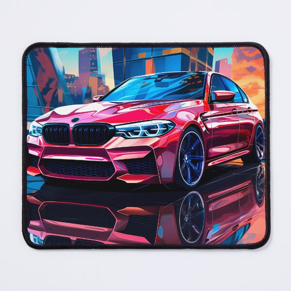 Item preview, Dynamic Sports Sedan Illuminated By Fiery Sunset & Glass Towers designed and sold by RevUpDesign.