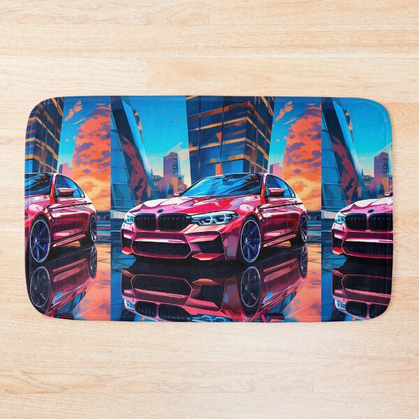 Item preview, Dynamic Sports Sedan Illuminated By Fiery Sunset & Glass Towers designed and sold by RevUpDesign.