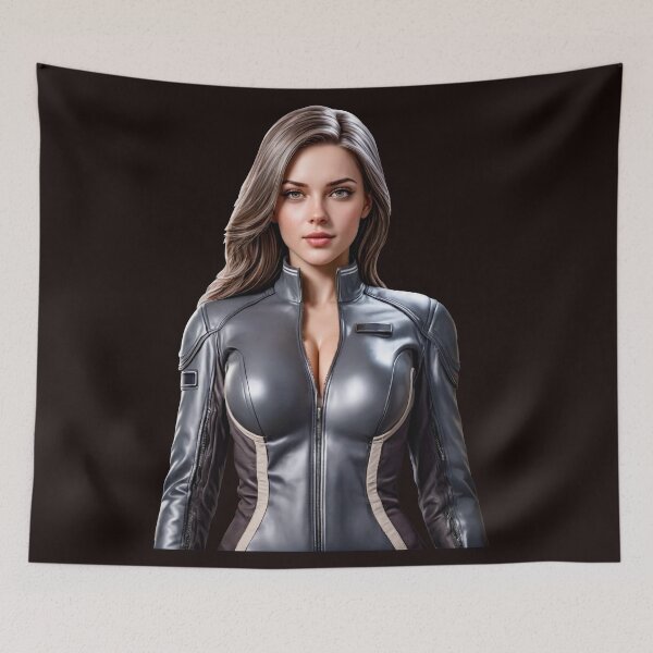 Item preview, Confident women in a stylish black leather jacket designed and sold by paiteen09.