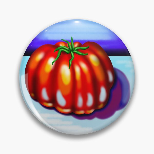 Artikelvorschau, Saftige rote Tomate, mit gelben Licht, auf einem dunkelblauen, und hellblauen Hintergrund entworfen und verkauft von katecheerycake.