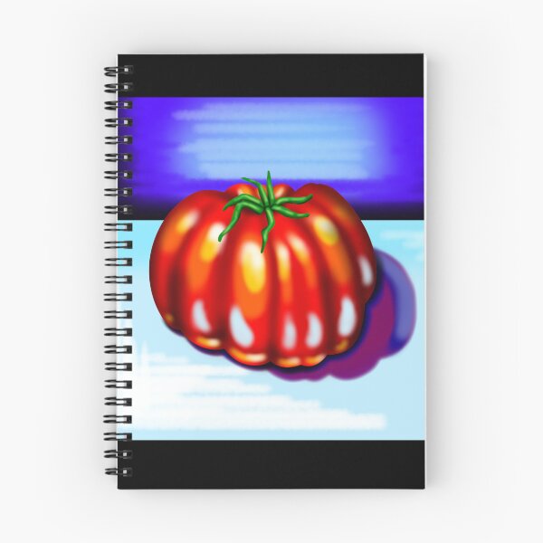 Artikelvorschau, Saftige rote Tomate, mit gelben Licht, auf einem dunkelblauen, und hellblauen Hintergrund entworfen und verkauft von katecheerycake.