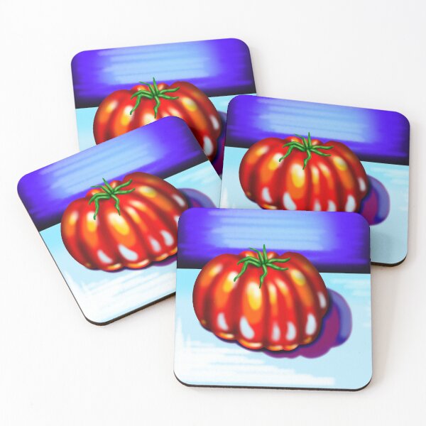 Artikelvorschau, Saftige rote Tomate, mit gelben Licht, auf einem dunkelblauen, und hellblauen Hintergrund entworfen und verkauft von katecheerycake.