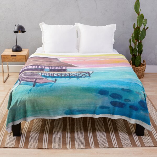 Item preview, Overwater South Seath Bungalow Serenity Under a Sunset Sky designed and sold by artshop77.