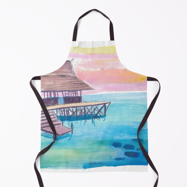 Item preview, Overwater South Seath Bungalow Serenity Under a Sunset Sky designed and sold by artshop77.