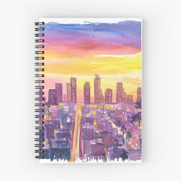 Item preview, Golden City of Angels Sunset Over Vibrant Downtown Skyline designed and sold by artshop77.