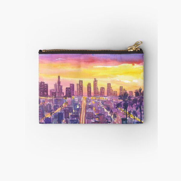 Item preview, Golden City of Angels Sunset Over Vibrant Downtown Skyline designed and sold by artshop77.