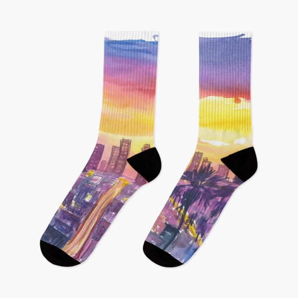 Item preview, Golden City of Angels Sunset Over Vibrant Downtown Skyline designed and sold by artshop77.