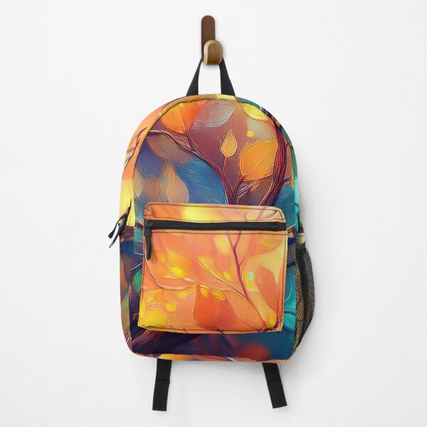 Item preview, Abstract leafy pattern pastel oil painting , botanicals, nature design in vibrant rainbow colors, oil paint daubs and brushstrokes, warm autumn decor designed and sold by navitalidesign.