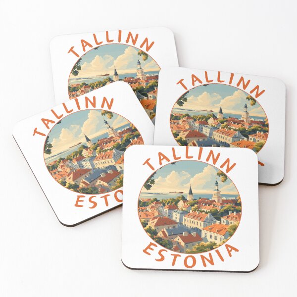 Item preview, Tallinn in Estonia Retro Travel Art Landscape Badge designed and sold by MaateoDesign.
