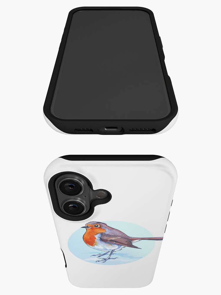 Aperçu 3 sur 4. Coque iPhone avec l'œuvre Illustration aquarelle du petit rouge-gorge effronté créée et vendue par InkySwallows.