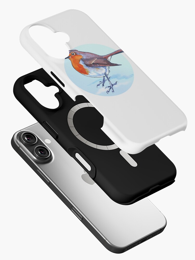 Aperçu 2 sur 4. Coque iPhone avec l'œuvre Illustration aquarelle du petit rouge-gorge effronté créée et vendue par InkySwallows.