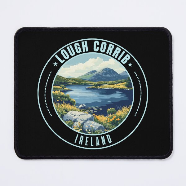 Item preview, Lough Corrib Lake in Ireland Retro Travel Art Bagde designed and sold by MaateoDesign.