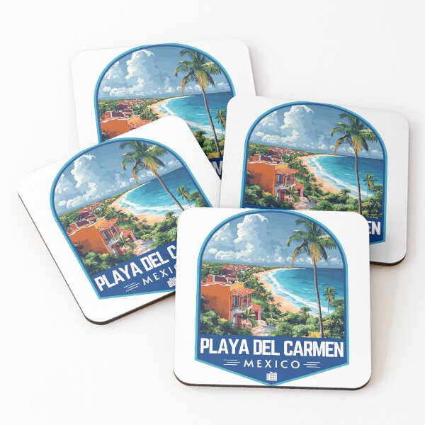 Item preview, Playa del Carmen in Quintana Roo Mexico Retro Travel Art Badge designed and sold by MaateoDesign.