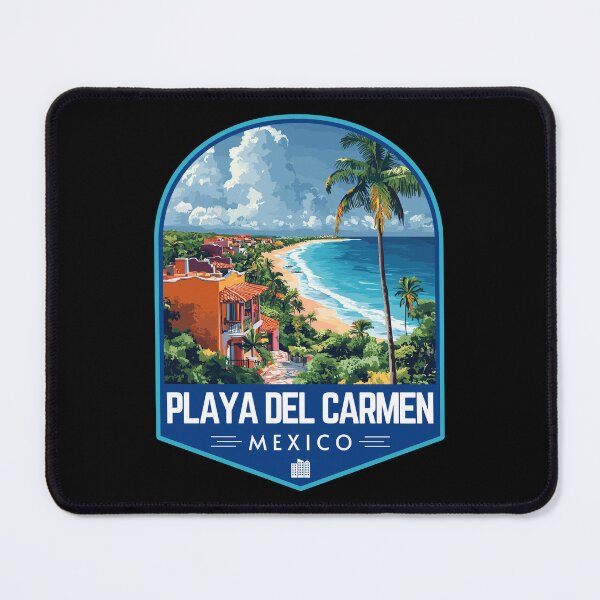 Item preview, Playa del Carmen in Quintana Roo Mexico Retro Travel Art Badge designed and sold by MaateoDesign.