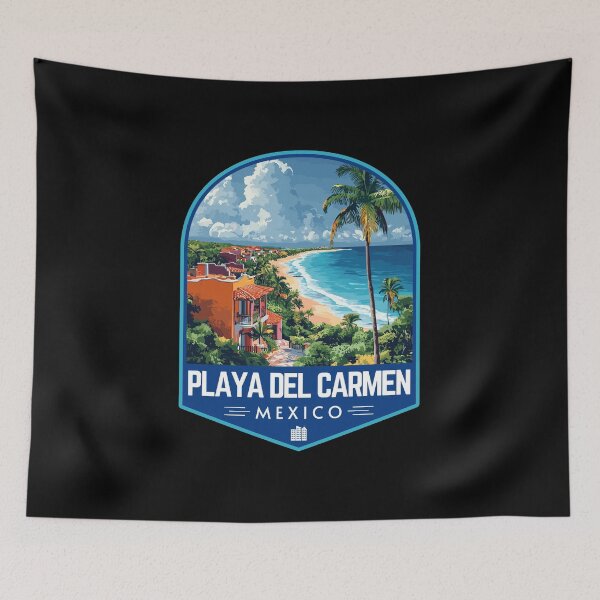 Item preview, Playa del Carmen in Quintana Roo Mexico Retro Travel Art Badge designed and sold by MaateoDesign.