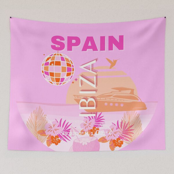 Item preview, Ibiza, Spain, Travel Art, Preppy Art, Pink, Preppy Room designed and sold by Magic Love Art Print.
