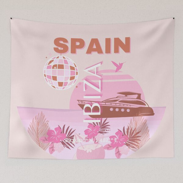 Item preview, Ibiza, Spain, Travel Art, Preppy Art, Pastel designed and sold by Magic Love Art Print.