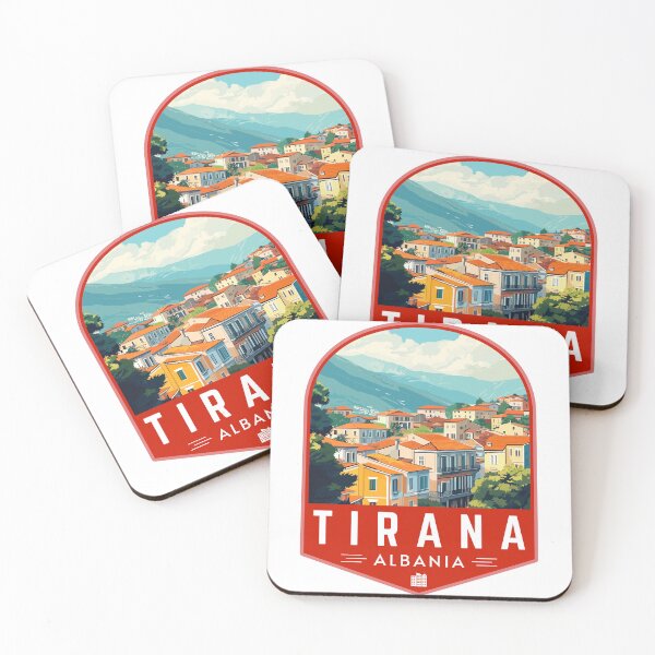 Item preview, Tirana in Albania Retro Travel Art Badge designed and sold by MaateoDesign.