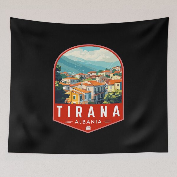 Item preview, Tirana in Albania Retro Travel Art Badge designed and sold by MaateoDesign.