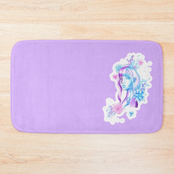 Item preview, cute pink, purple and turquoise girl with flowers and paint splashes designed and sold by katecheerycake.