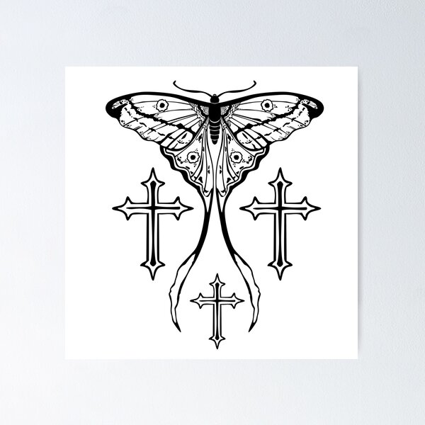 Item preview, Gothic Moth Pattern Black White Butterfly designed and sold by Vector2Design.