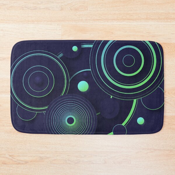 Item preview, Green neon rings, mugs and circles scattered on a dark background designed and sold by Andrey Prokopenko.