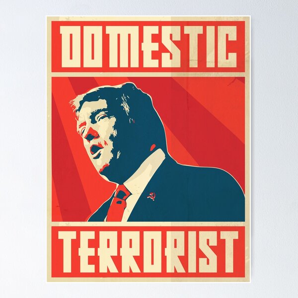 Item preview, Domestic Terrorist - Donald Trump Parody Propaganda Shirt & Sticker designed and sold by RogueCreative.