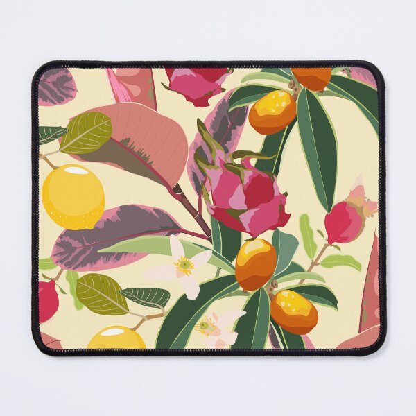 Item preview, Kumquat, lemon and papaya, bananas with flower and dragon fruit seamless pattern of tropical fruits. designed and sold by MatyKotiv.
