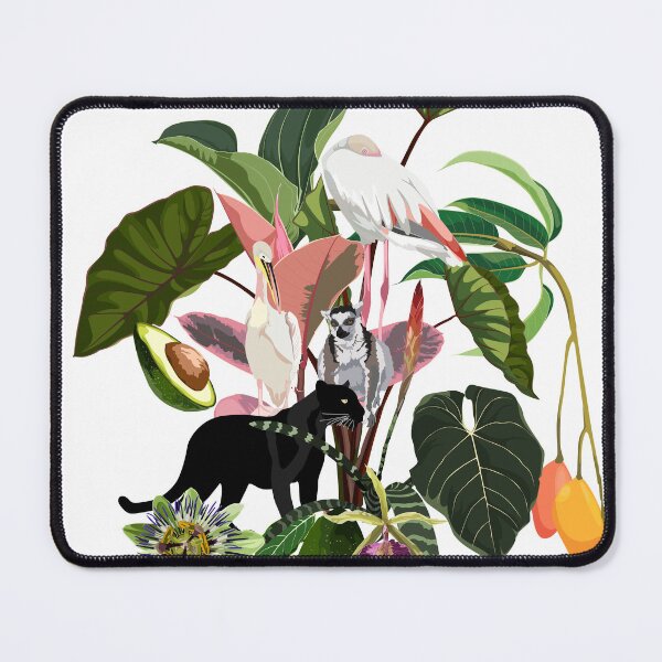 Item preview, Flower frame with strelitzia exotic flowers, flamingo bird, wild animals in watercolor style. designed and sold by MatyKotiv.