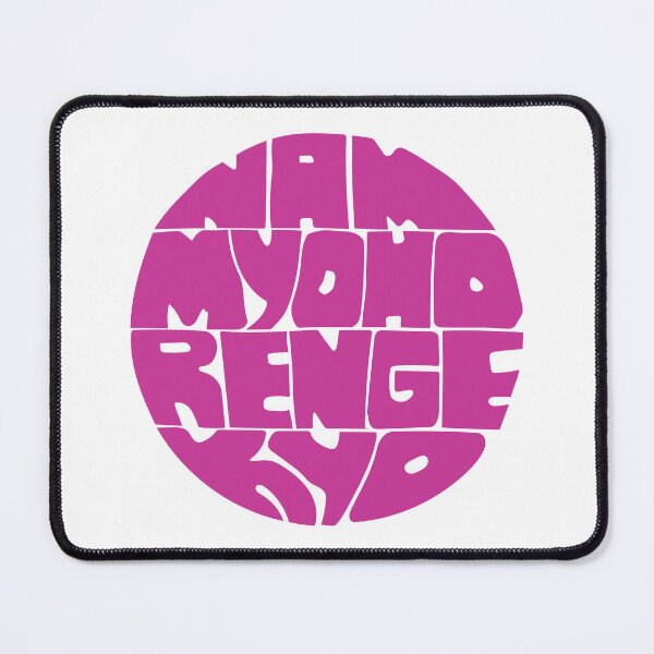 Item preview, Nam Myoho Renge Kyo hand lettering pink round circle mantra chant designed and sold by wordznart.